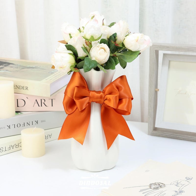 DINDOSAL Terracotta Ribbon 2 Inch Thick Double Face Burnt Orange Satin Ribbon for Wedding Decor Christmas Tree Thanksgiving Crafts Gift Wrapping Flower Bouquet Wrap Hair Bows Baby Shower - 25Yards - Image 5